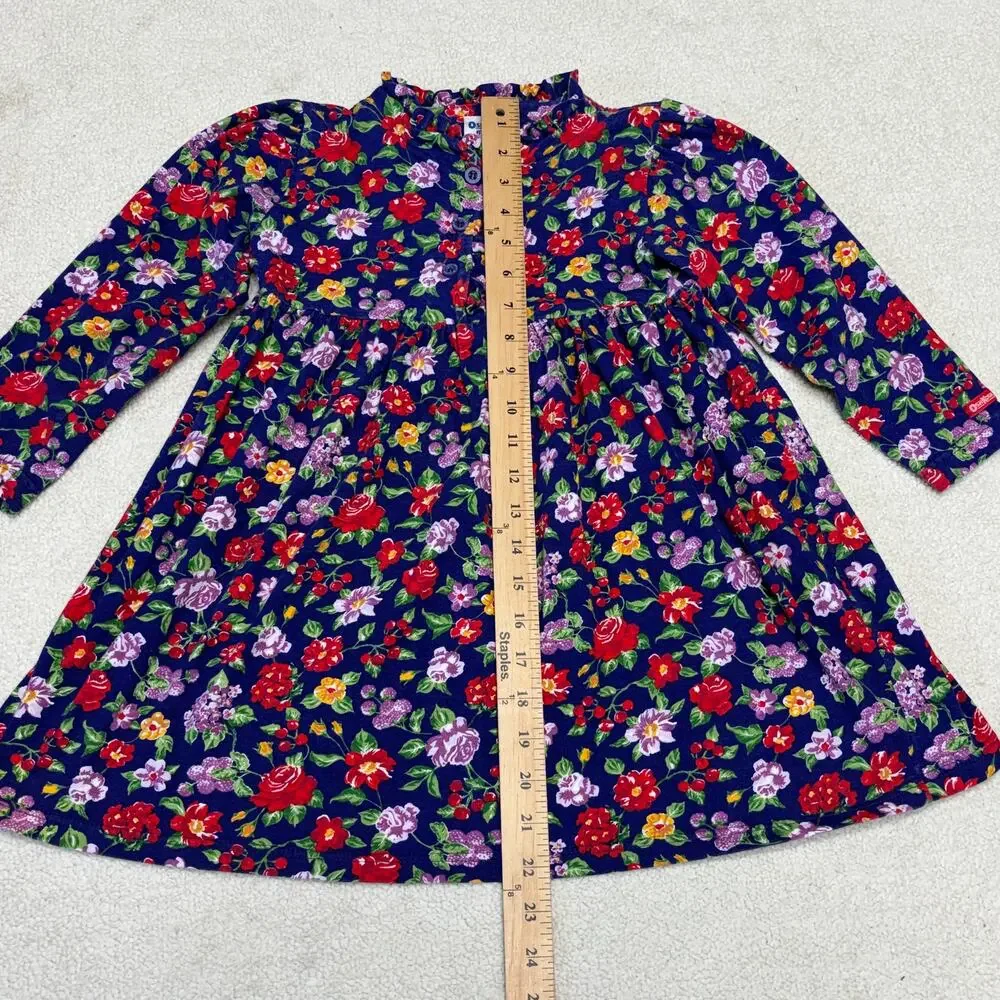 Vintage OshKosh B'Gosh Dress Girls 6 Blue Floral Classic Summer Made in USA